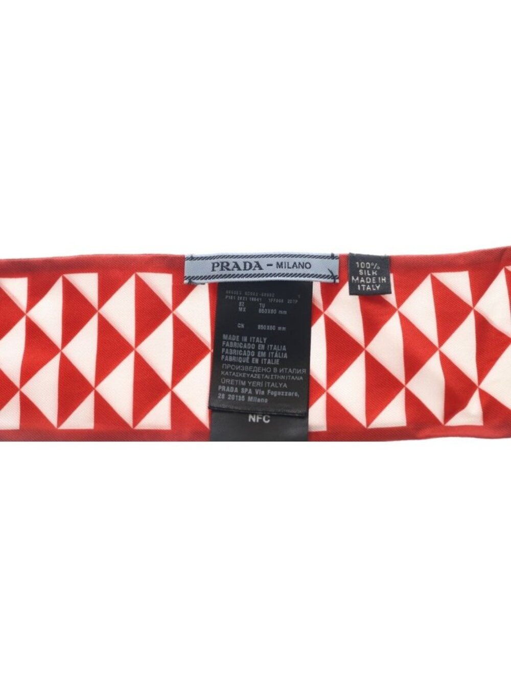 Prada Silk Scarf Red White - Picture 4 of 6